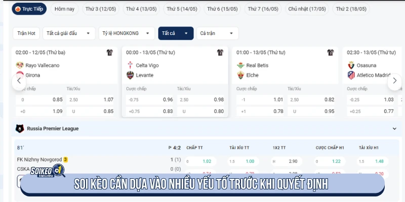 Soi kèo cần dựa vào nhiều yếu tố trước khi quyết định